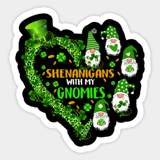 Gnome St Patricks Day Shenanigans With My Gnomies Shamrock Sticker